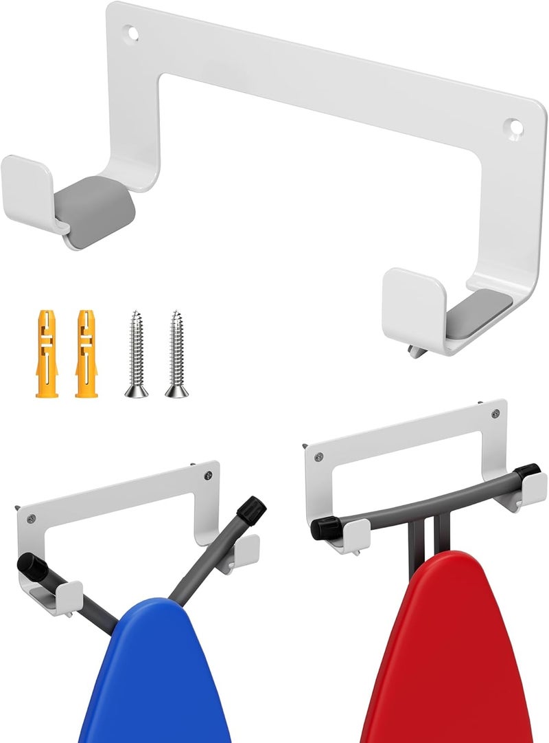 MUSVOH Ironing Board Holder Wall Mount Stainless Steel, Y T Leg Ironing Board Hanger Wall Mount for Laundry Room, Iron Board Hooks for Wall Heavy Duty, White - Image 1